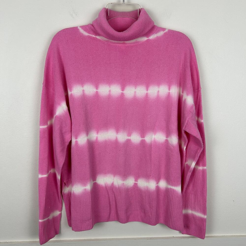 Cinq a Sept Pink Striped Turtleneck Long Sleeve Cashmere Sweater S